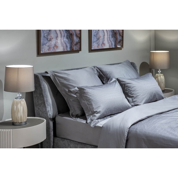 130HB-FSH18030 -PROS RES SER Простыня на резинке сатин серый 180*200*30