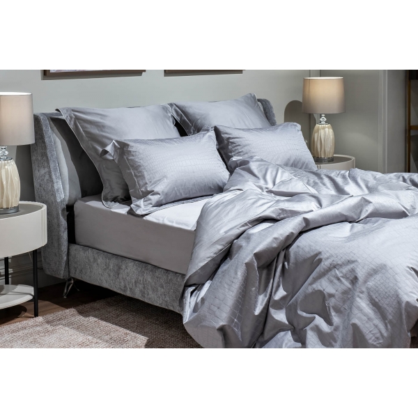 130HB-FSH18030 -PROS RES SER Простыня на резинке сатин серый 180*200*30