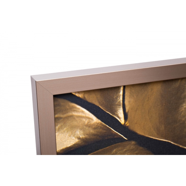 89VOR-MONSTERA GOLDEN-2 Холст "Золотые листья монстеры-2" 100х70 см, багет( латунь),поталь