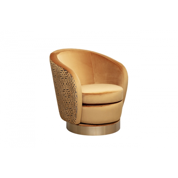 Кресло Napoli вращающееся, вельвет принт Velv ORANG+Latt ORANG 76*76*76см