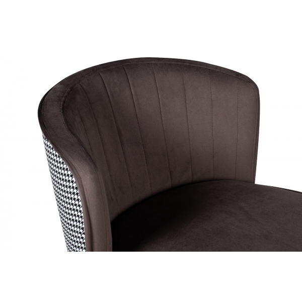 30C-309W SER Cтул барный велюр серо-коричневый 54*54*106см с ч/б спинкой