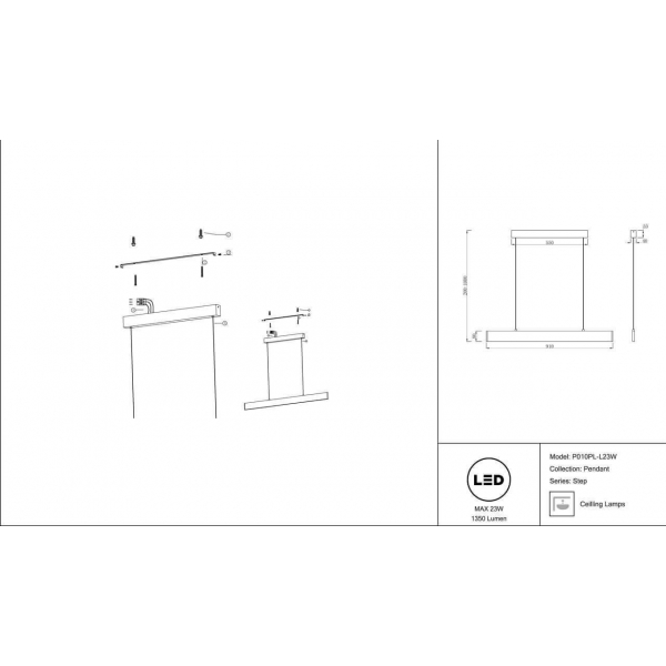 Подвесной светодиодный светильник Maytoni Step P010PL-L23W