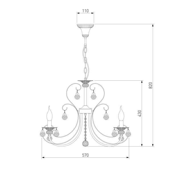 Подвесная люстра Eurosvet 3305/5 белый с золотом/прозрачный хрусталь Strotskis