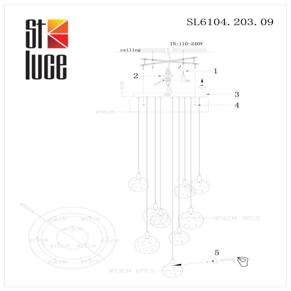 Подвесная светодиодная люстра ST Luce Montecelio SL6104.203.09