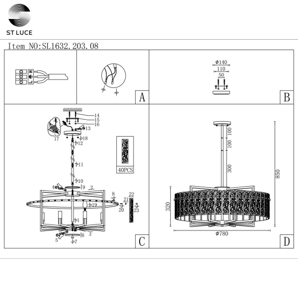 Подвесная люстра ST Luce Mira SL1632.203.08