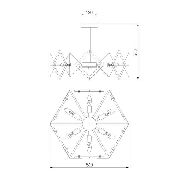 Потолочная люстра Eurosvet Origami 60121/6 латунь Smart