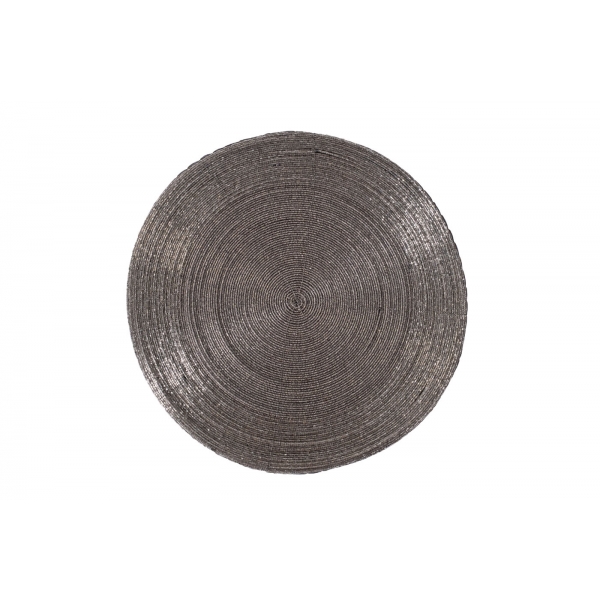 150ARF-22285 Салфетка сервировочная, бисер,серебро d35см