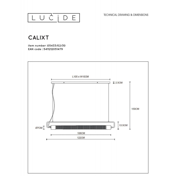 Подвесной светильник Lucide Calixt 05433/02/30