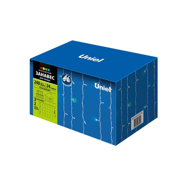 Уличная светодиодная гирлянда Uniel занавес 220V разноцветный ULD-C2030-240/TWK MULTI IP67 UL-00001359