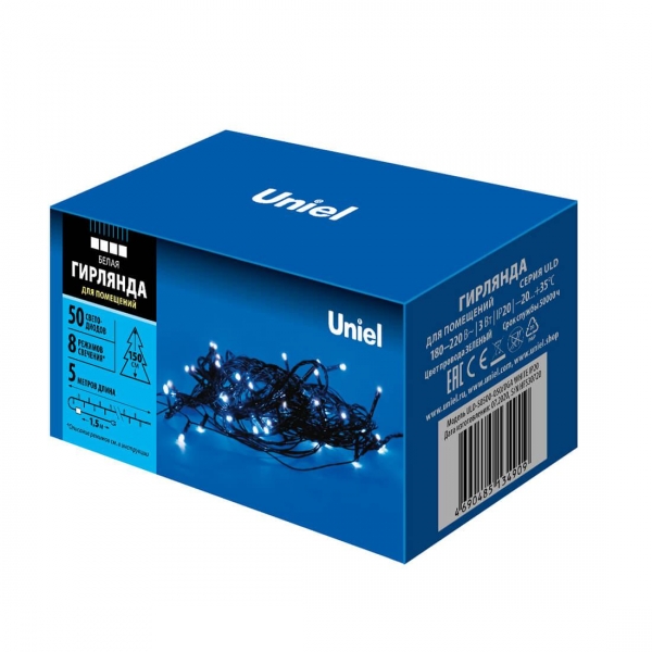 Светодиодная гирлянда Uniel 220V белый ULD-S0500-050/DGA White IP20 UL-00007305