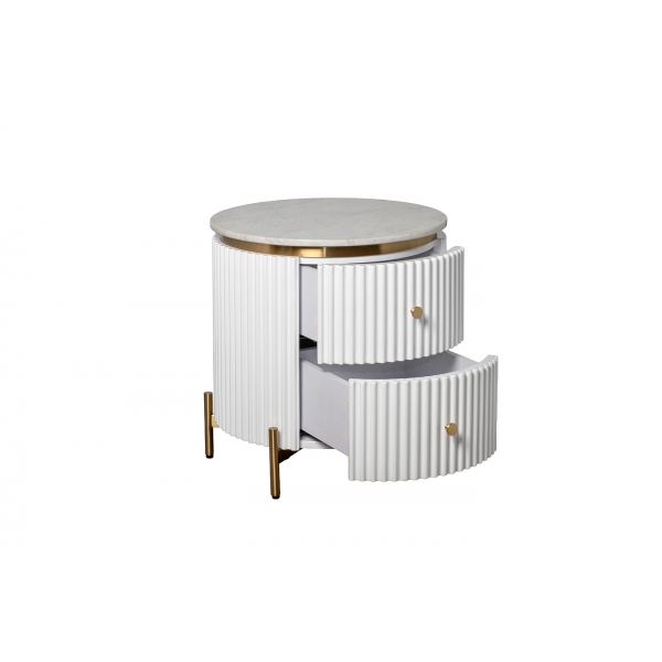 77IP-GD009-TUMB/1 Тумбочка 2 ящика с мраморной столешницей d51*55см