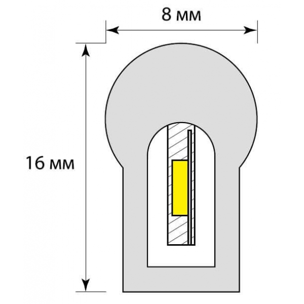 Гибкий неон Uniel 8W/m 120LED/m 2835SMD красный 50M ULS-N21-2835-120LED/m-8mm-IP67-220V-8W/m-50M-Red UL-00003770