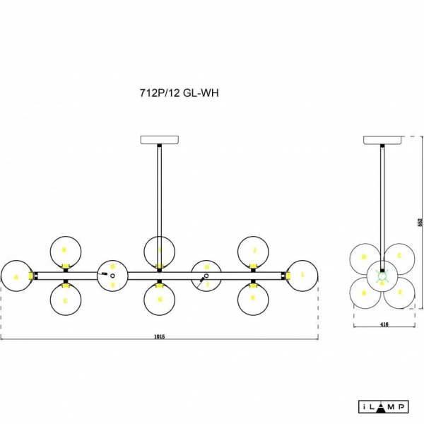 Подвесная люстра iLamp Golden 712P/12 GL-WH