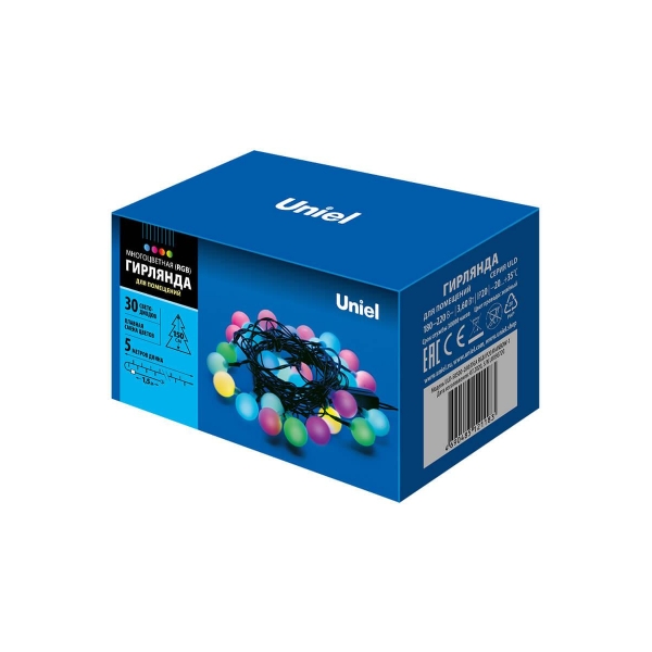 Светодиодная гирлянда Uniel Радуга-1 220V разноцветный ULD-S0500-030/DGA RGB IP20 Rainbow-1 UL-00005470