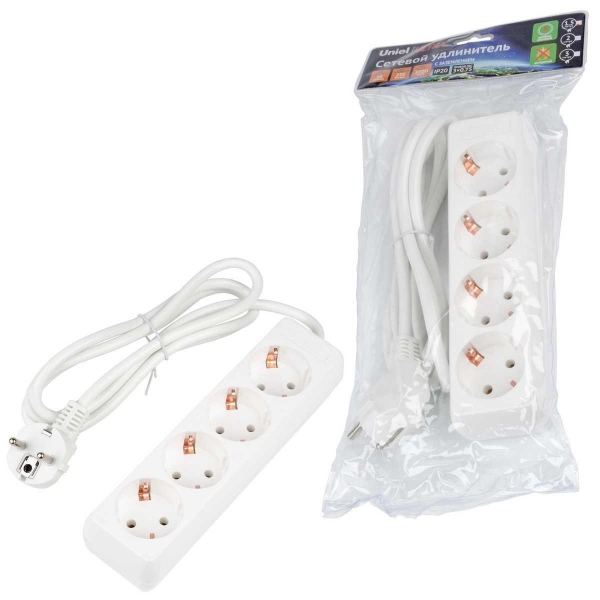 Удлинитель Uniel Ultra 4гн х 1,5м с/з S-GCU4-1,5 White UL-00010005