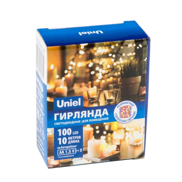 Светодиодная гирлянда Uniel Роса разноцветный ULD-S1000-100/SCB/3AA Multi IP20 Dew UL-00005483