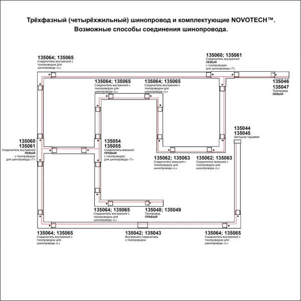 Соединитель Т правый внешний с токопроводом для трехфазного шинопровода Novotech Port 135055