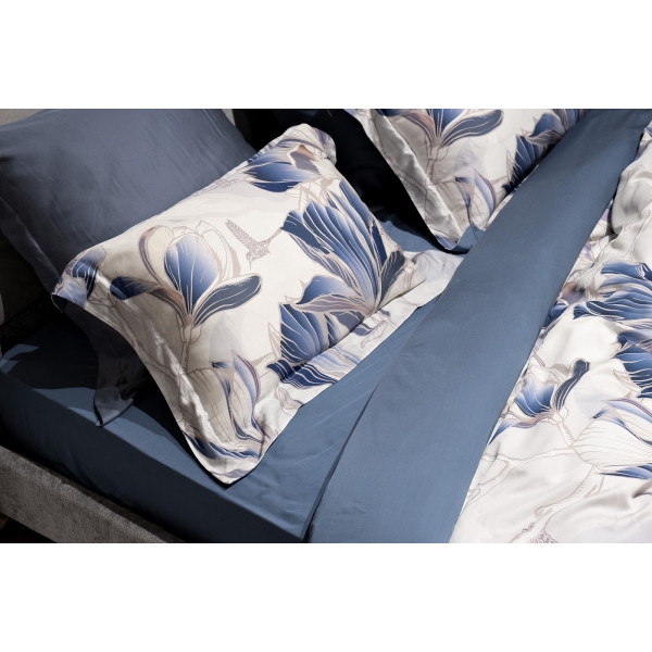 144HF-10407 Простыня на резинке тенсель синяя 180*200*30