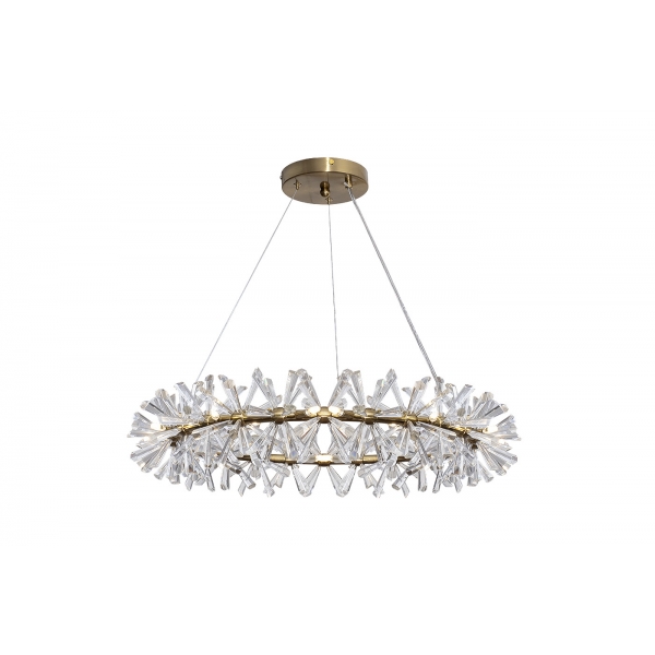 92EL-80241 Люстра подвесная латунь, стекло прозр. d60см