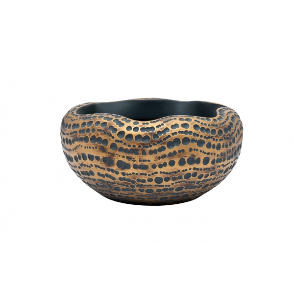 ZS1881-12 Кашпо синее с золотом d32*16см