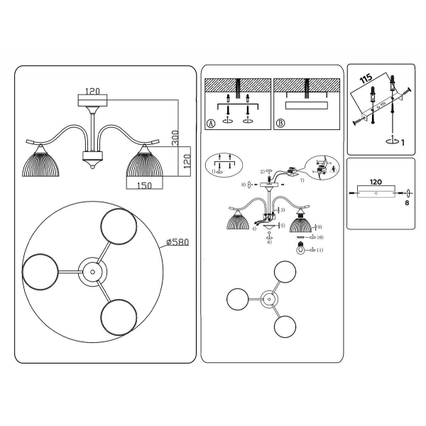 Потолочная люстра Ambrella light Traditional Modern TR3161