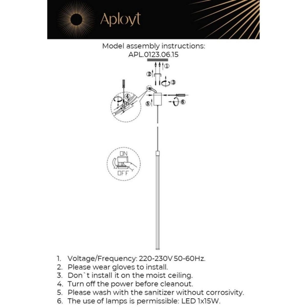 Подвесной светодиодный светильник Aployt Gabi APL.0123.06.15