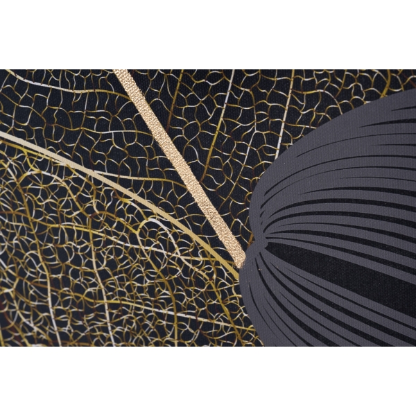 89VOR-GOLDEN LEAVES-3 Холст "Золотые листья-3" 100х70 см, багет( латунь),поталь