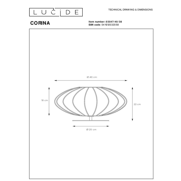 Настольная лампа Lucide Corina 03547/40/38