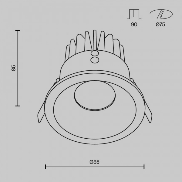 Встраиваемый светодиодный светильник Maytoni Technical Zoom Dim Triac DL034-L12W3K-D-B