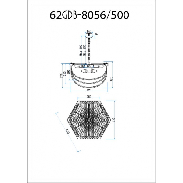 62GDM-8056-500 Люстра Marino M d50см h32см