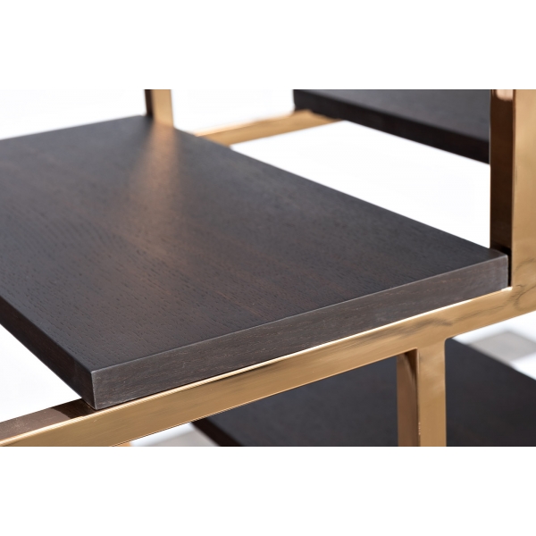 77IP-SH1003 Стеллаж-полусфера роз.золото/темн.шпон 120*45*230см