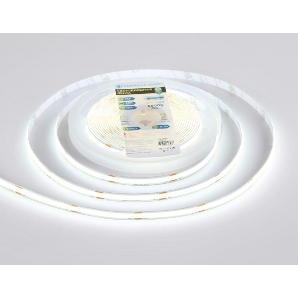 Светодиодная лента Ambrella Light 12W/m 480LED/m COB холодный белый 5M GS4703