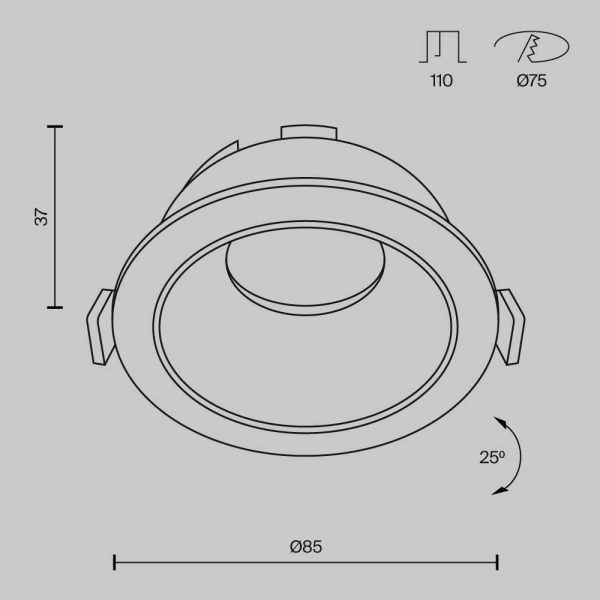 Встраиваемый светильник Maytoni Technical Share DL051-U-1B (DL051-01B и DLA051-03B)