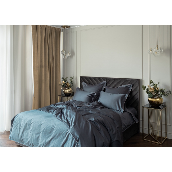 Портьера широкая с подкладом сшивная серая Riviera-91 260см