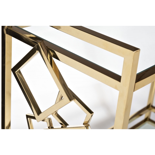 GY-CRT8164GOLD Стол-тележка сервировочн ст.прозр/золото 80*40*83