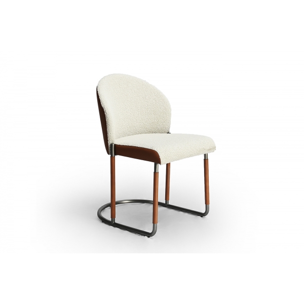 160KD-80070 Стул обеденный, экокожа кремовый/терракота 63*54*83см