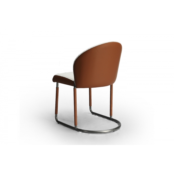 160KD-80070 Стул обеденный, экокожа кремовый/терракота 63*54*83см