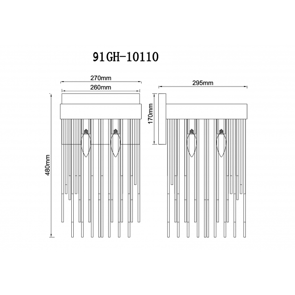 91GH-10110 Бра, латунь  27*29,5*h.48см