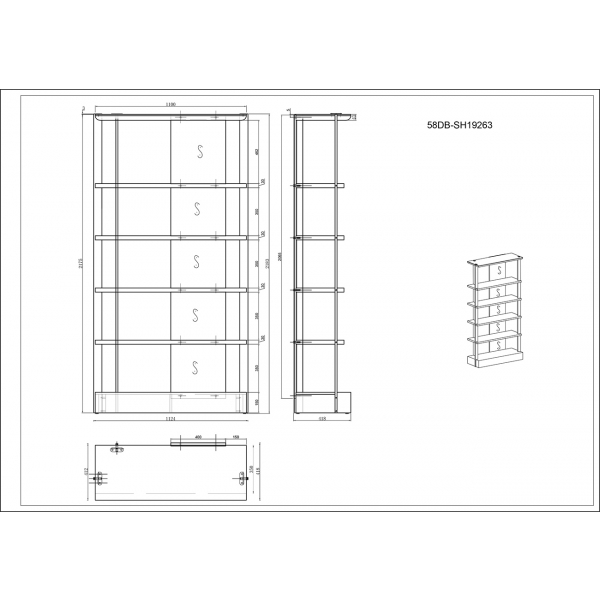 58DB-SH19263 Стеллаж Bel Air 112,4*41,8*218см