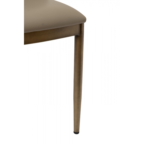 163YH-06574 Стул обеденный экокожа бежевый+бронза 47*52*87см