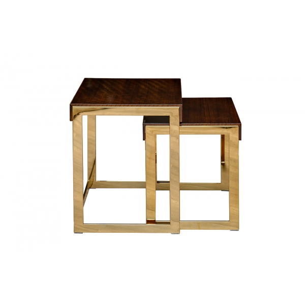 84HB-12STOL/ZH Стол журнальный тиковый шпон/лак, золото 40*40*50см