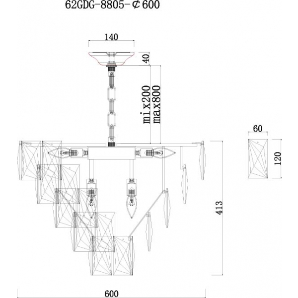 62GDG-8805-600 Люстра Crystal d60см h42см