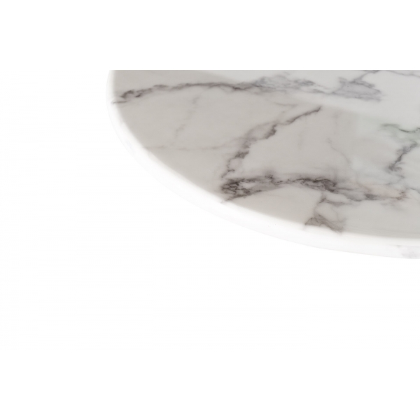 76AR-DT818 Стол обеденный иск.мрам Bianca Luna/черн.мет. d120*75