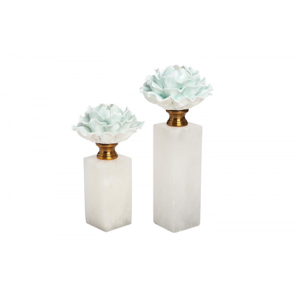 55RD3944M Декор "Голубая хризантема", мраморн.подставка d10*24см