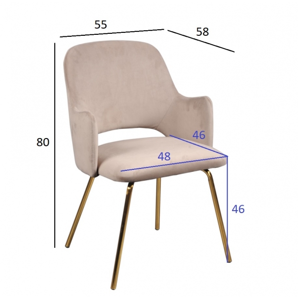 30C-1231 GRB Кресло велюр серо-бежевый 55*58*80см