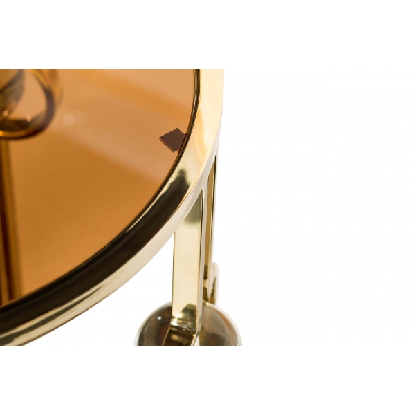 13RXET6034-GOLD Стол журнальный стекло коричн./золото 50*50*60см