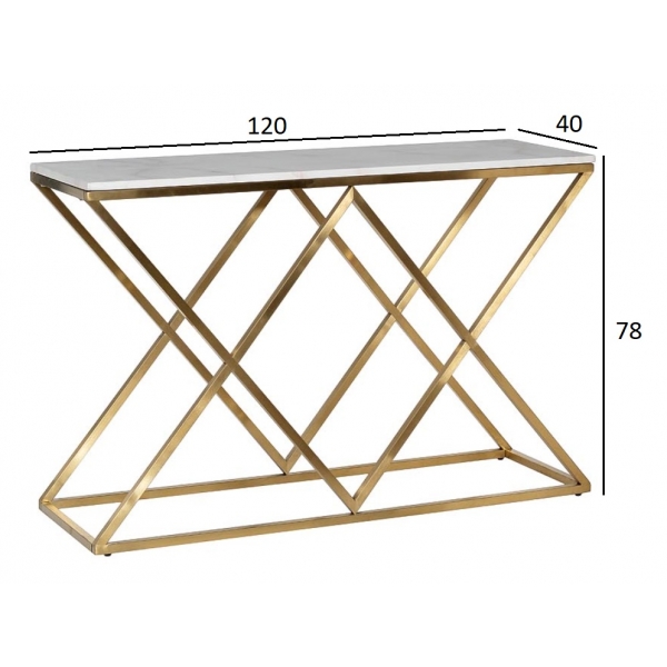 47ED-CST026GOLD Консоль Bianco Namibia бел.мрам/мат.зол120*40*78