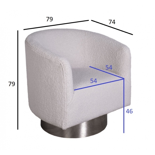 48MY-KRES-2841 SER Кресло вращающееся, иск.каракуль серый 79*74*79cм