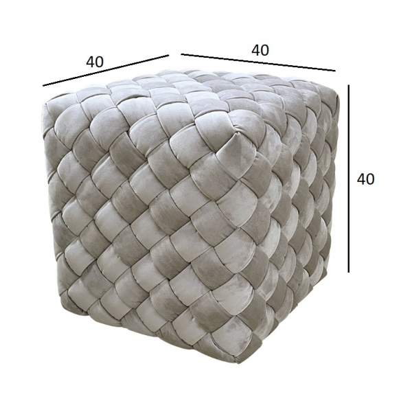 N-PUF-190 BEG Пуф плетеный велюр серо-бежевый 40*40*40см
