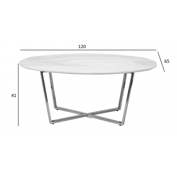30B-85511 Стол журнальный овальный черный / хром 120*65*41см